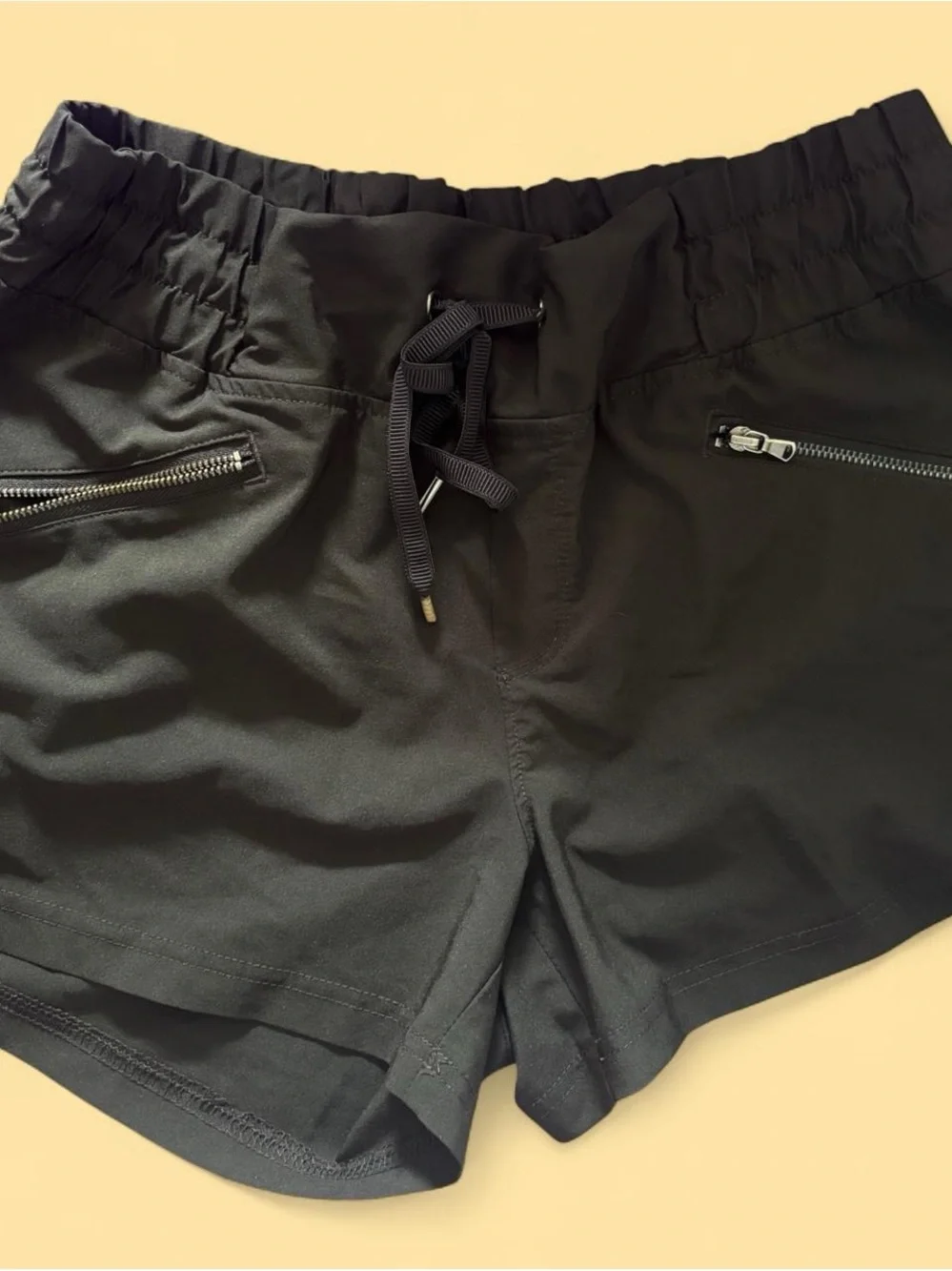 Champion Black Women's Drawcord Athletic Shorts with Zipper Pockets